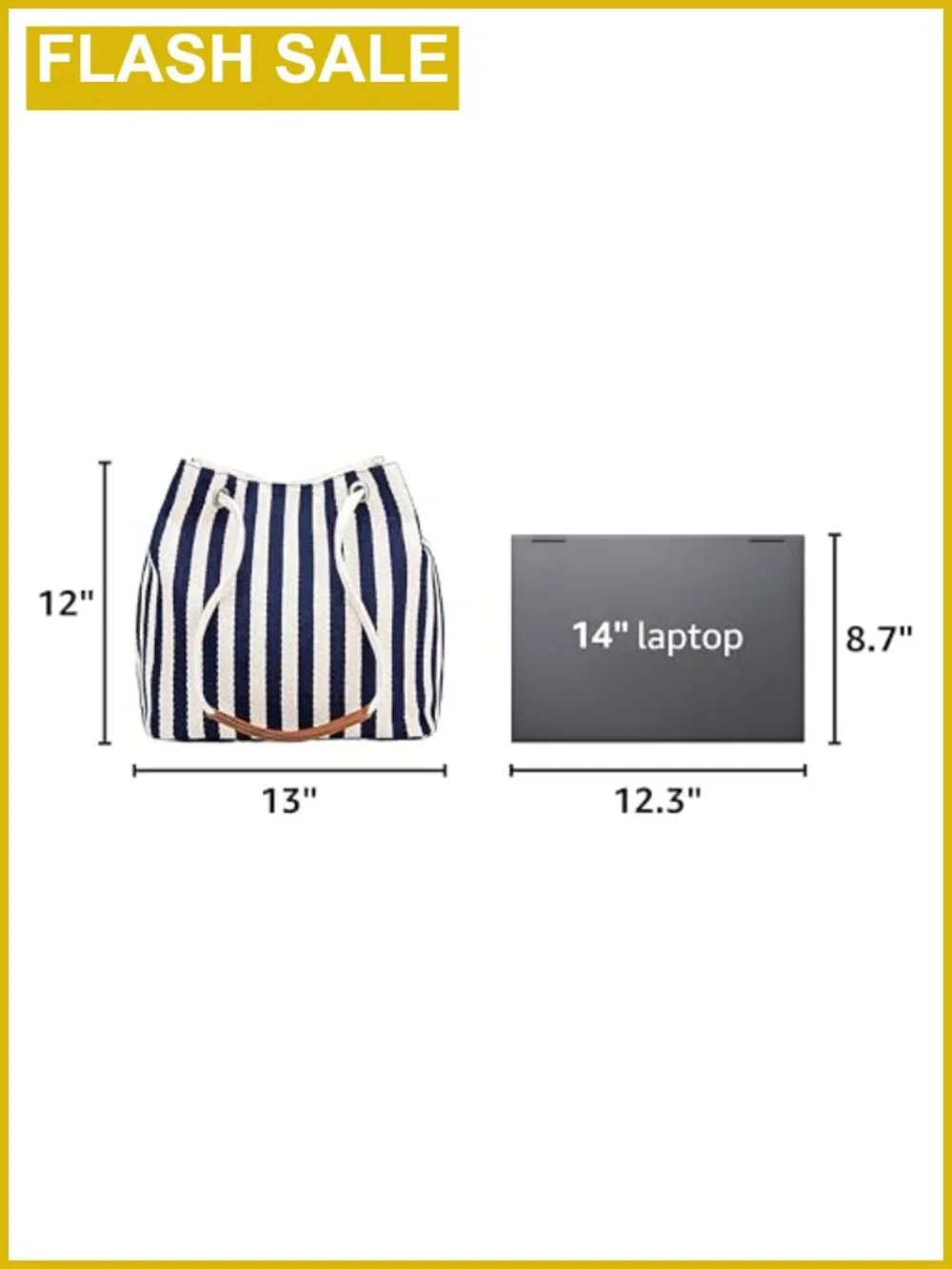 Canvas Striped Hobo Tote Bag with Adjustable Straps, Magnetic Closure, Work